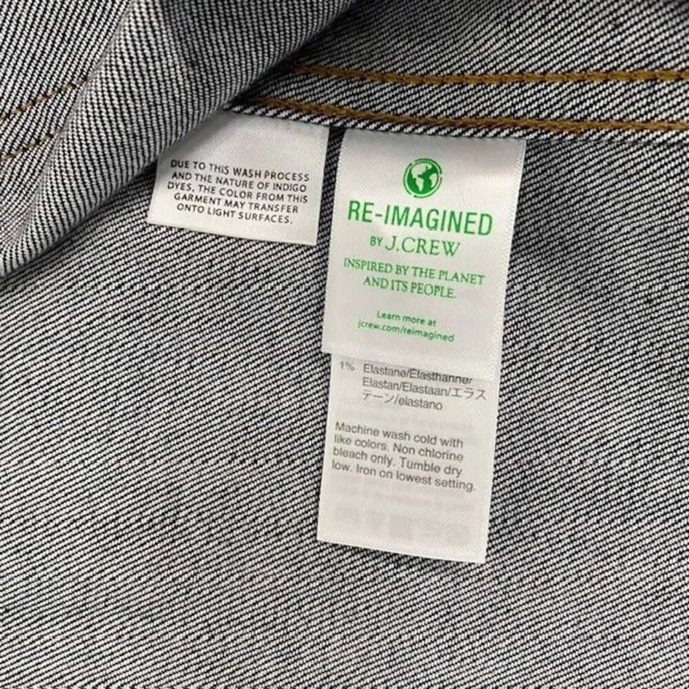 J.Crew Re-Imagined Sustainable Denim Jacket with Front Pockets Dark Wash Size S‎